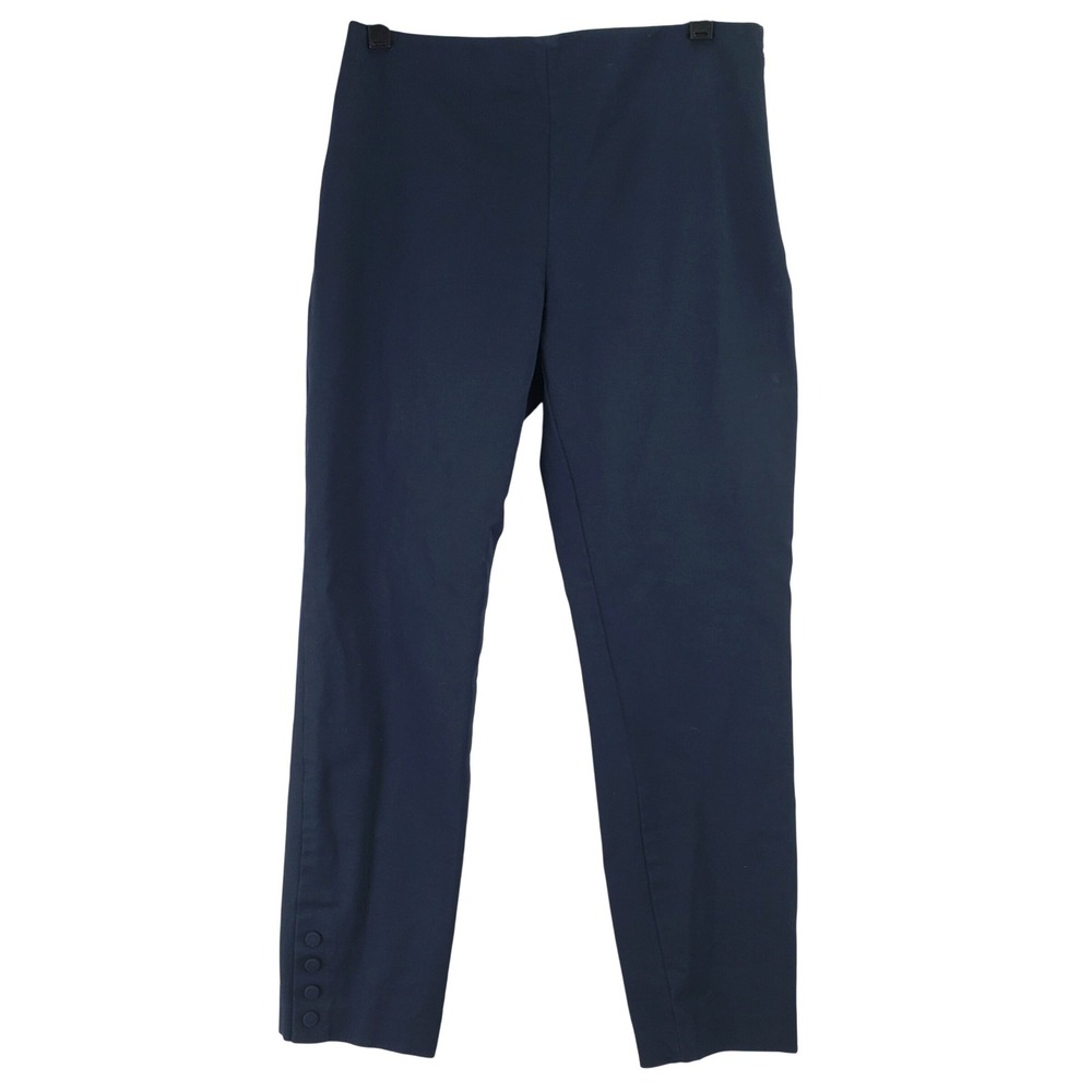 Theory Snap Legging Double Stretch Pants Women 8 Navy Blue Minimalist Office